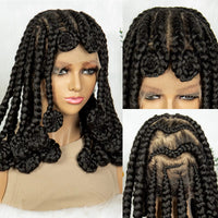 Handmade Bantu Braided Wigs Synthetic Knotless Full Lace Braided Wig with Baby Hair