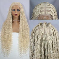32" Synthetic Boho Braided Wigs Full Lace Wig Knotless Box Braids Wig With Baby Hair