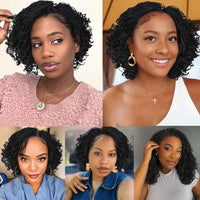 Double Full Lace Twist Box Braided Wigs Short Curly Braided Bob Synthetic Wig with Baby Hair