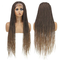 Synthetic Full Lace Senegalese Twists Braids Knotless Small Box Braided Wigs For Women 36'' Ombre Blonde Burgundy Braided Wigs