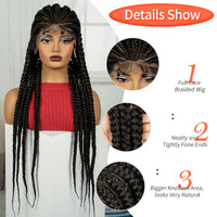 32INCH Cornrow Braided Wigs Synthetic Full Lace Knotless Braids Wig with Baby Hair