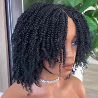 Hande Made Black Kinky Twist Braided Wig 5×5 Lace Wig for Woman