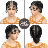 10 Inch Synthetic Full Lace Handmade Knotless Braids Low Ponytail Bun Braids Wigs with Baby Hair