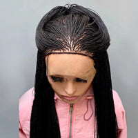 Micro Twist Braided Wig on Front Lace 28inches Glueless Tiny Twist Braid Wigs