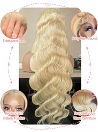 46" Blonde Wavy HD Lace Human Hair Wig for Women - Image 6