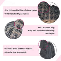 12Inch Micro Braids 6*6 Lace Front Synthetic Wigs Short Bob Box Braiding Wigs With Baby Hair