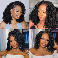 Synthetic Full Lace Braided Wigs 14 Inch Short Bob Knotless Box Braids Double Lace Twist Wigs