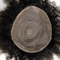 Black Curly Kinky Toupee Human Hair Toupee for Men - Image 6