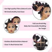 16Inches Bantu Knots Braided Wigs For Women Synthetic Full Lace Wig
