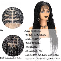 40" Twist Braids Lace Wig Synthetic Full Lace Knotless Box Twist Braid Wig