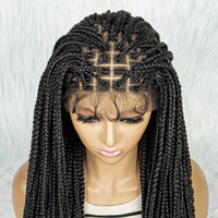 Transparent 9x6 Lace Frontal Boho Wig Synthetic Box Braids Goddess Braided Wigs with Baby Hair