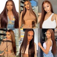 36" Brown Straight HD Lace Human Hair Wig for Women - Image 5