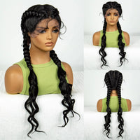 30 Inches Synthetic Cornrow Braided Wigs Lace Frontal Afro Hair Braids Wig with Baby Hair