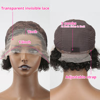 Pixie Cut Wig Short Bob Curly Human Hair Wigs Cheap 13X1 Transparent Lace 99J Burgundy Water Deep Wave Lace Front Wig For Women