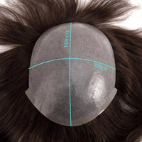 Men's 8x10 Inch PU Toupee - European Human Hair V-Loop Ultra-Thin PU Base Hair Replacement System