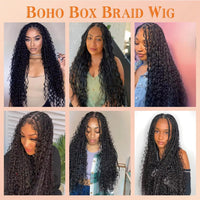 Full Lace Synthetic Long Bohemian Braided Wigs Boho Box Braid Wigs Twisted Braids Wigs with Baby Hair