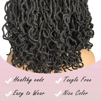 Synthetic 4x4 Lace Front Braid Wig 14inch Curly Faux Locs Large Parting Space Twist Dreadlock Wigs