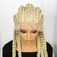 Blonde 613 Synthetic Lace Frontal Cornrow Braided Wigs 24 Inches Knotless With Baby Hair