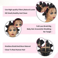 16" Bantu Knots Braided Wigs Synthetic Full Lace Wig