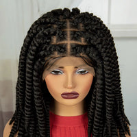 16 Inch Knotless Box Twist Braided Wigs HD Full Lace Braided Wigs with Baby Hair