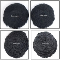 Afro Curly Full Lace Mens Toupee 8mm Wave Human Hair Piece Kinky Curly Replacement System Unit Men's Prosthesis