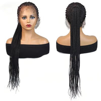 Updo Braided Wigs Synthetic Lightweight Full Lace Wig With Baby Hair 30Inch Knotless Ponytail Cornrow Braids Wig
