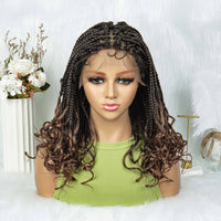 20 Inches 9x6 Max Part Lace Small Box Braided Wigs Curly End Cornrow Braided Hair