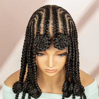 18 Inches Bantu Cornrow Braided Wigs Full Lace Synthetic Knotless Braiding Hair Wigs