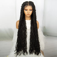 36inch Synthetic Dreadlock Locs Braided Wigs Square Knotless Lace Wig With Baby Hair