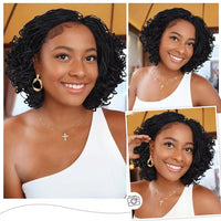Pre Plucked Short Curly Full Lace Twist Braided Bob Wig with Baby Hair