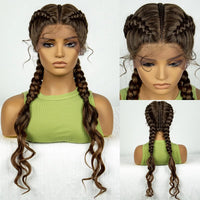 30 Inches Synthetic Cornrow Braided Wigs Lace Frontal Afro Hair Braids Wig with Baby Hair