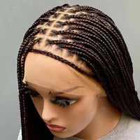 Glueless Knotless Box Braided Wig on Full Lace with Natural Root Color 1b Customizable braids
