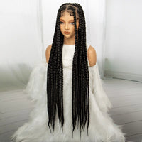 34 inches Synthetic Transparent Full Lace Braided Wigs Knotless Box Braids Wig