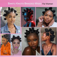 Synthetic Bantu Knots Cornrows Braided Wigs Knotless Large Box Braids Wig