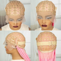 36 Inch Synthetic Full Lace Cornrow Braided Wigs Colored Braiding Hair Wig Pink Knotless Braids Wig with Baby Hair