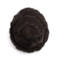 Men's 8x10 Inch PU Toupee - European Human Hair V-Loop Ultra-Thin PU Base Hair Replacement System