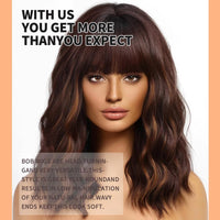 Brown & Mixed Wavy Bob Synthetic Wig for Women - Image 10