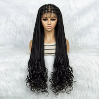 Transparent 9x6 Lace Frontal Boho Wig Synthetic Box Braids Goddess Braided Wigs with Baby Hair