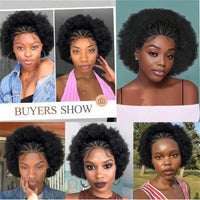13x4 Lace Frontal Short Afro Kinky Curly Bob Braided Hair Wig 8 Inch Human Hair Wigs PrePlucked Bouncy Curly Wig