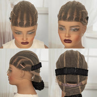 Full Lace Handmade Bantu Braided Wigs Synthetic Cornrow Braided Wigs with Baby Hair