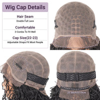 Double Full Lace Twist Box Braided Wigs Short Curly Braided Bob Synthetic Wig with Baby Hair