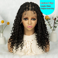 Full Lace Synthetic Short Boho Box Braided Wig Bohemian Curly Hair Wig with Baby Hair