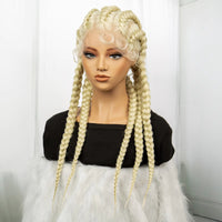 Blonde 613 Synthetic Lace Frontal Cornrow Braided Wigs 24 Inches Knotless With Baby Hair