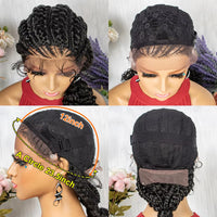Lace Front Synthetic Cornrow Braided Wigs Natural Knotless with Baby Hair