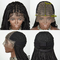 Synthetic Short Box Braided Wigs Wavy Ends 9x6 Frontal Lace Wig With Baby Hair