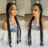 Synthetic Lace Front Wig 32 Inches 4 Twist Cornrow Braided Wigs With Baby Hair