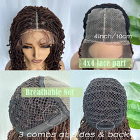 Synthetic 4x4 Lace Front Braid Wig 14inch Curly Faux Locs Large Parting Space Twist Dreadlock Wigs