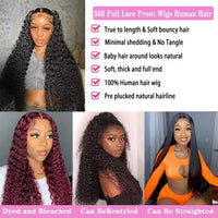 360 Lace Frontal Wig Invisible Drawstring Deep Wave Wig 220% Density Brazilian Curly Human Hair Wigs
