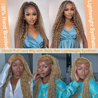 Synthetic 32" Bohemian Full Lace Wigs Knotless Box Braided Wigs with Baby Hair