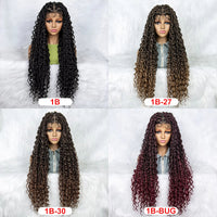 Synthetic Full Lace Water Wave Wavy Wig Knotless Faux Locs Braided Wigs